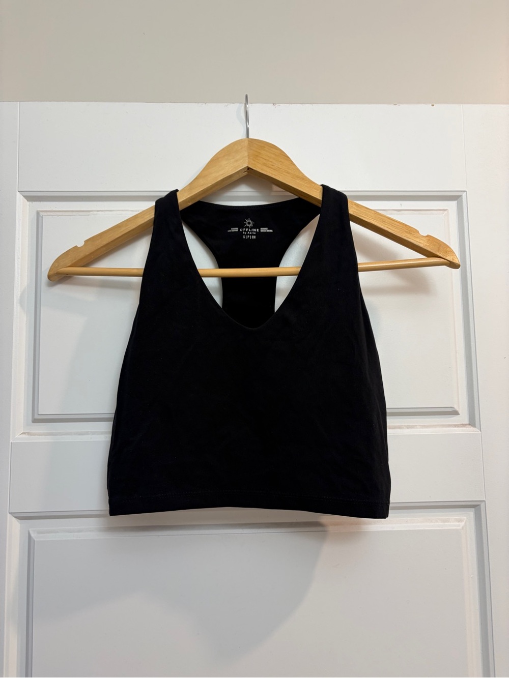 Black Racerback Crop Tank Top - Aerie